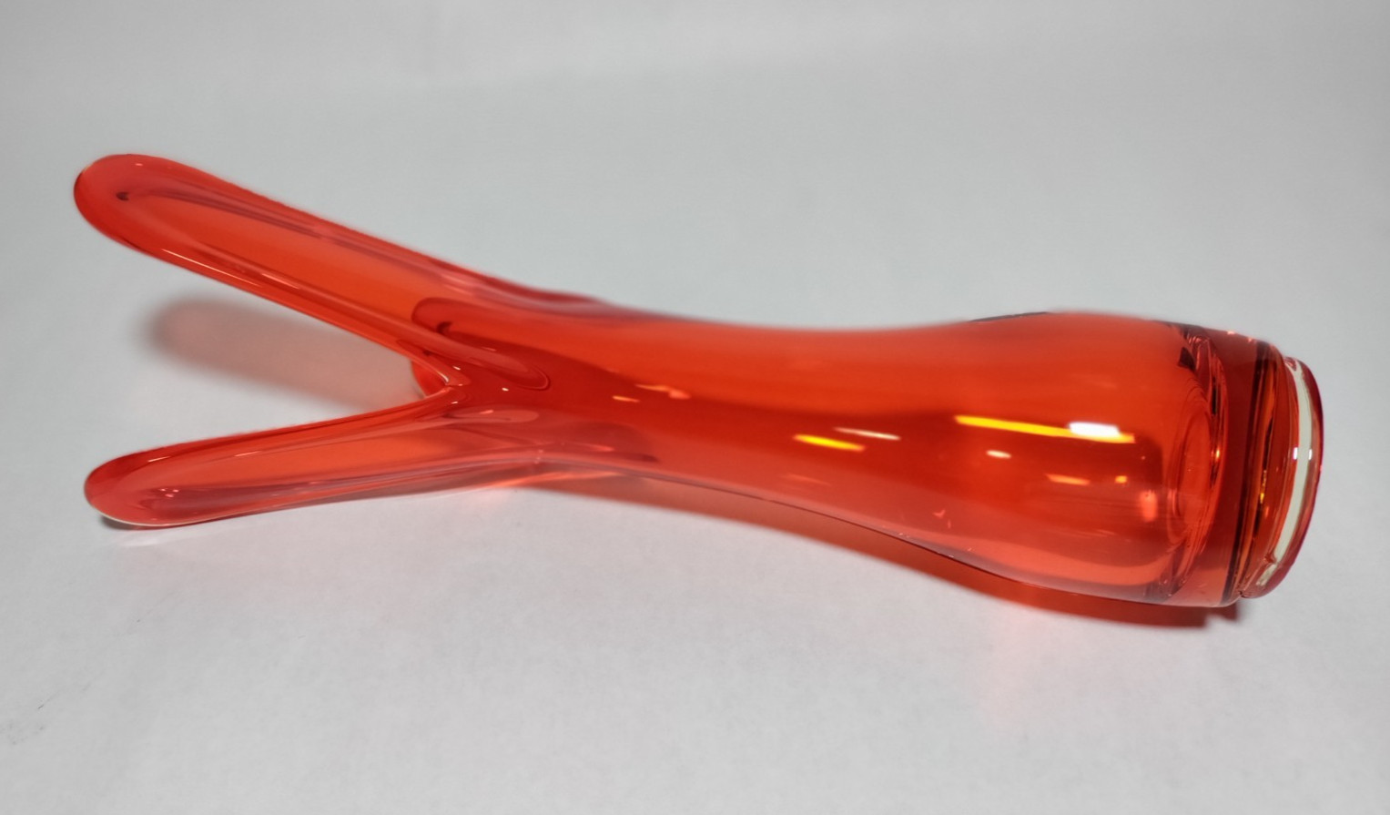 Viking Glass Epic 3 Flare Swung Vase 11″ Flared Fingers Persimmon Orange MCM HTF
