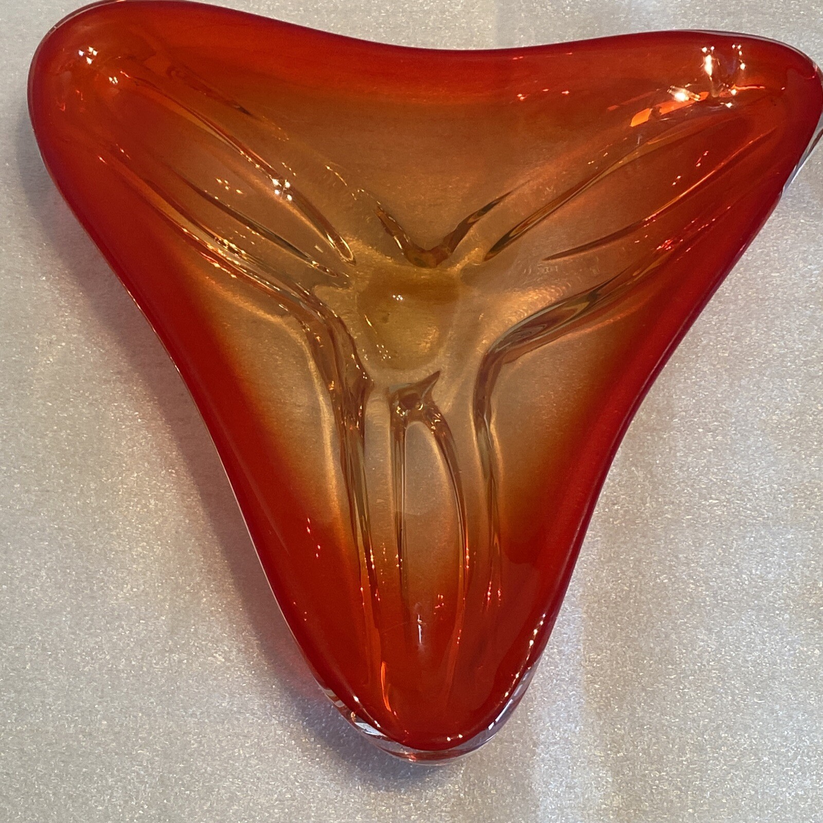 Murano Style Ashtray Italian Art Glass. Fiery Orange And￼ Yellow