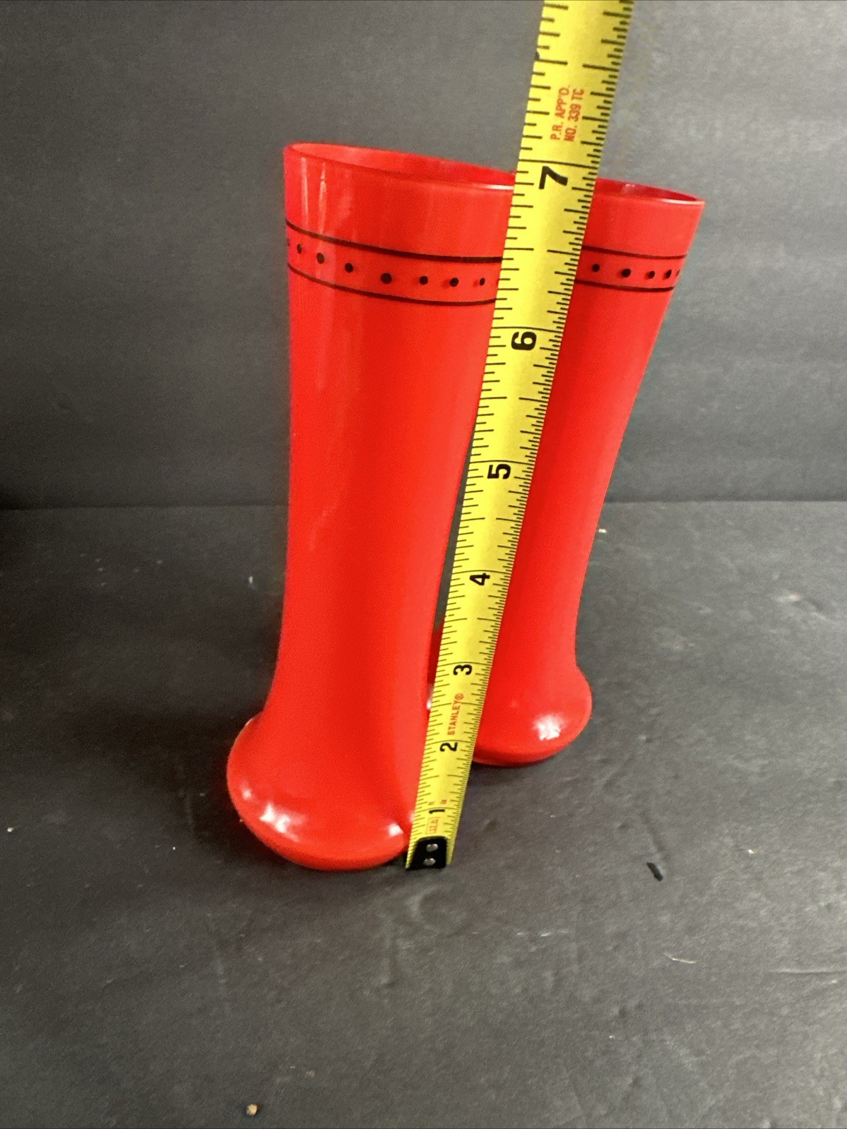 Vintage Art Deco Orange Red Set of Two Glass Vases /vintage #R8