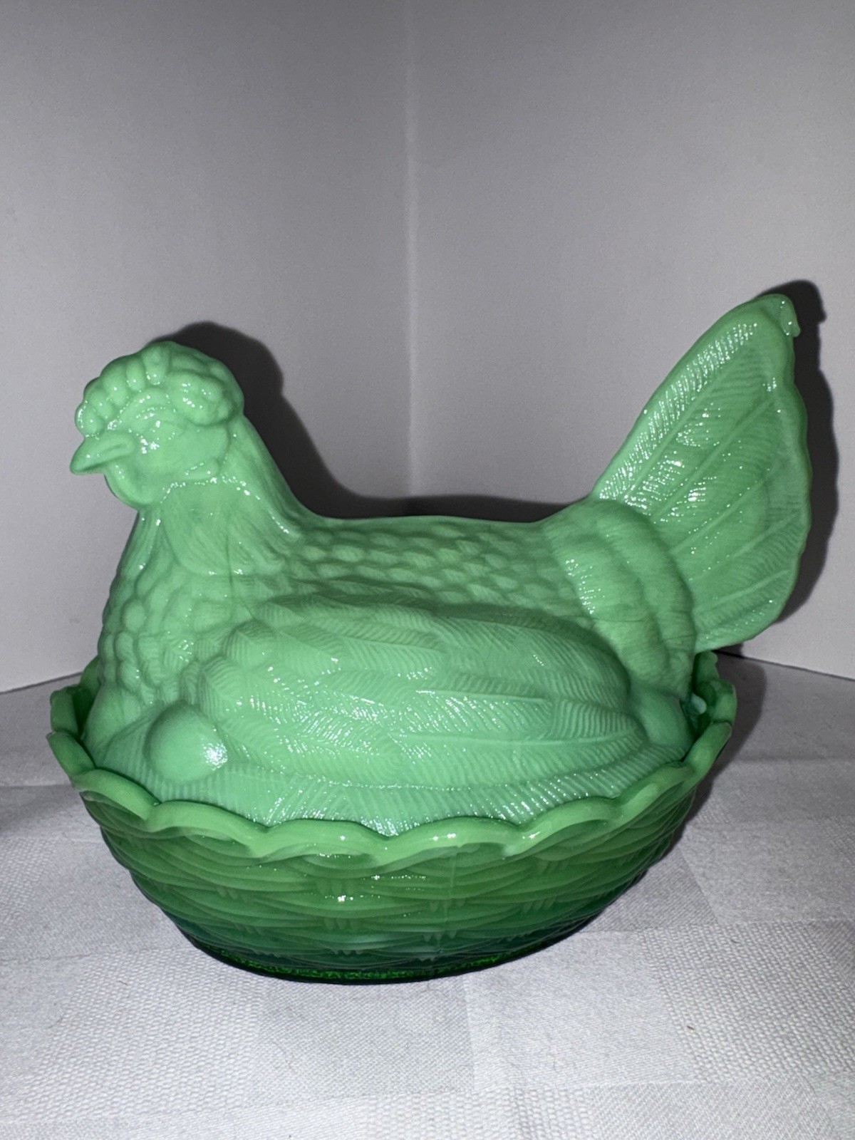L. G Wright Green Slag Hen On Nest