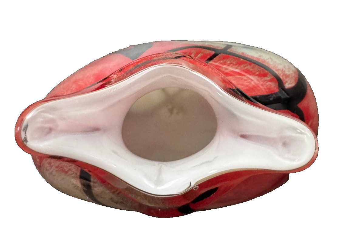 Colorful Abstract Blown Art Glass Vase Red-Black-Yellow-Blue-White