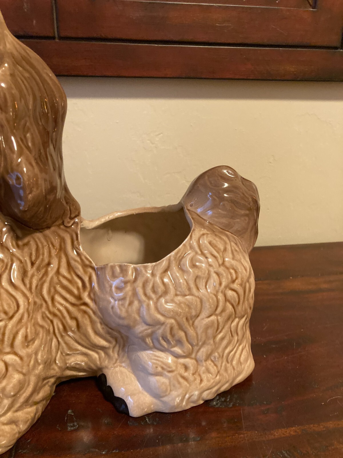 1950’s PRECIOUS POODLE Dog Figural Planter VINTAGE Centerpiece~12.5 X 10 X 5.5″