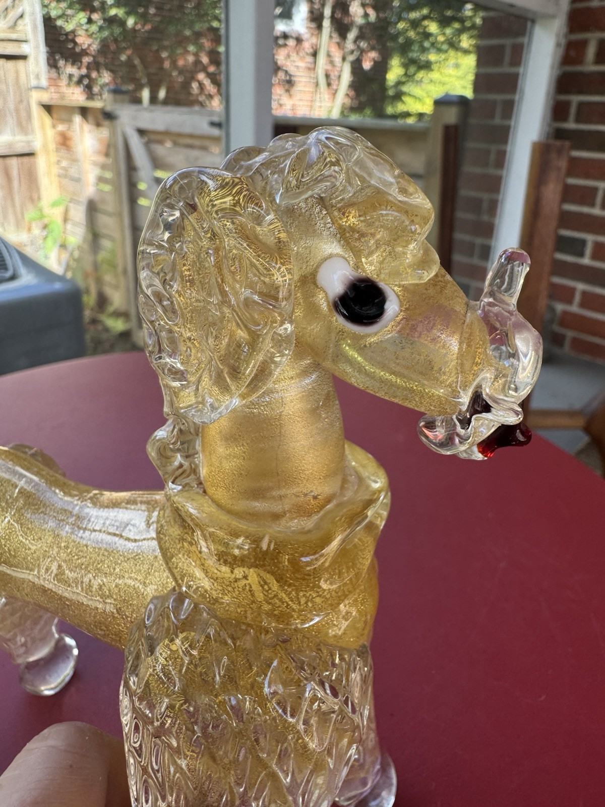 Vintage MURANO Clear Gold Aventurine Poodle Art Glass Sculpture – Broken READ