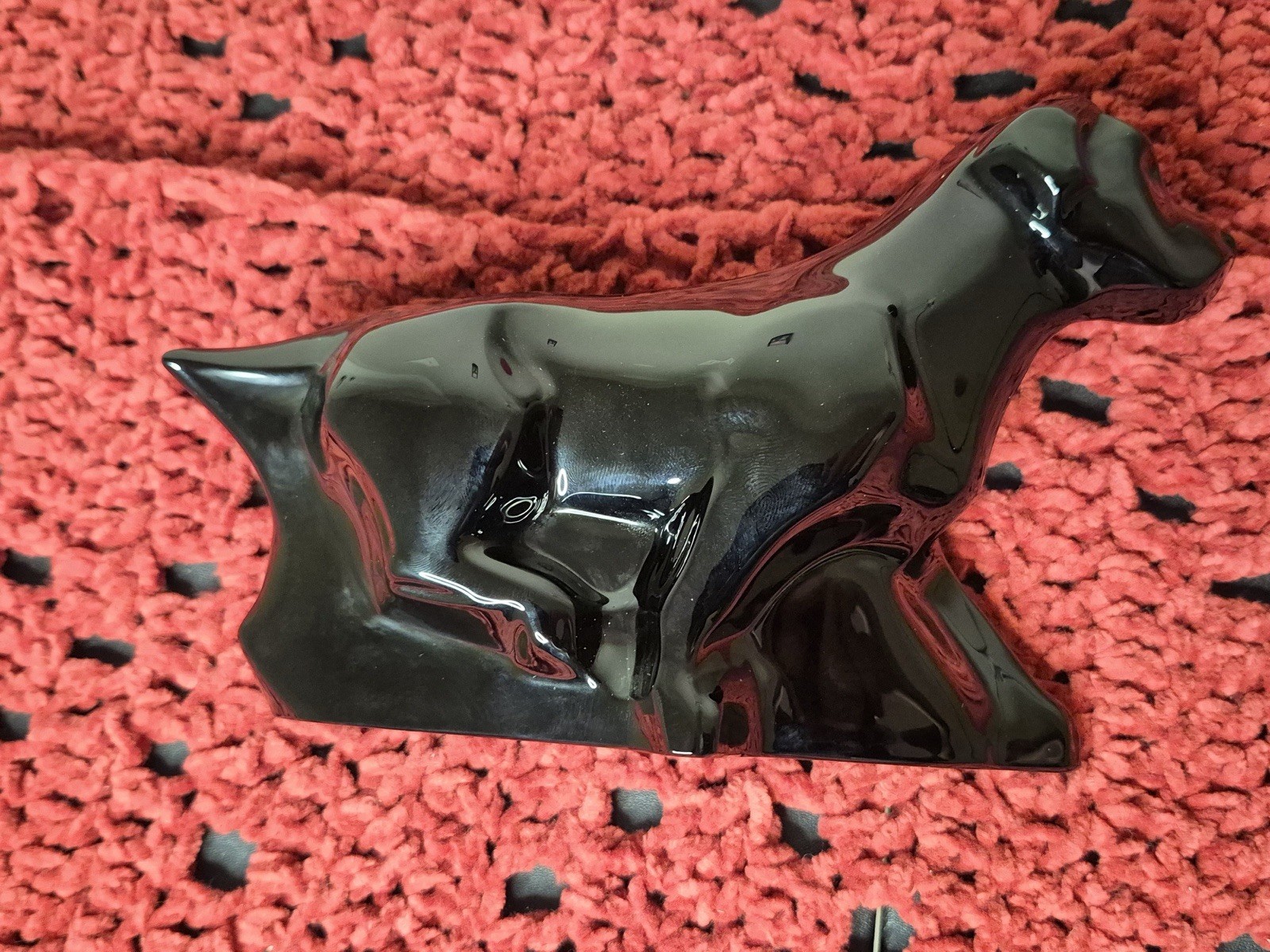 Baccarat Black Glass Dog Figurine Hand Blown Art Glass Decorative Collectible