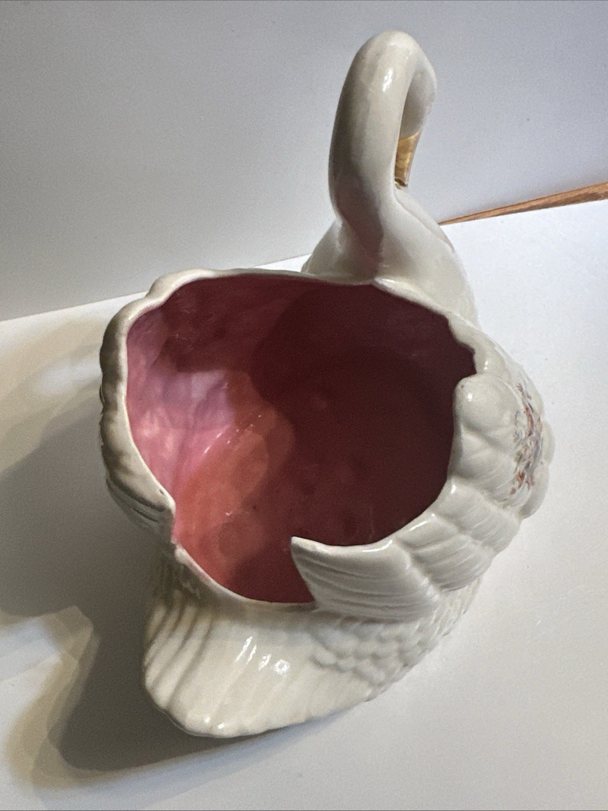 RARE Holland Mold Hand Painted Multi Colored Porcelain Swan Planter, Flower Vase
