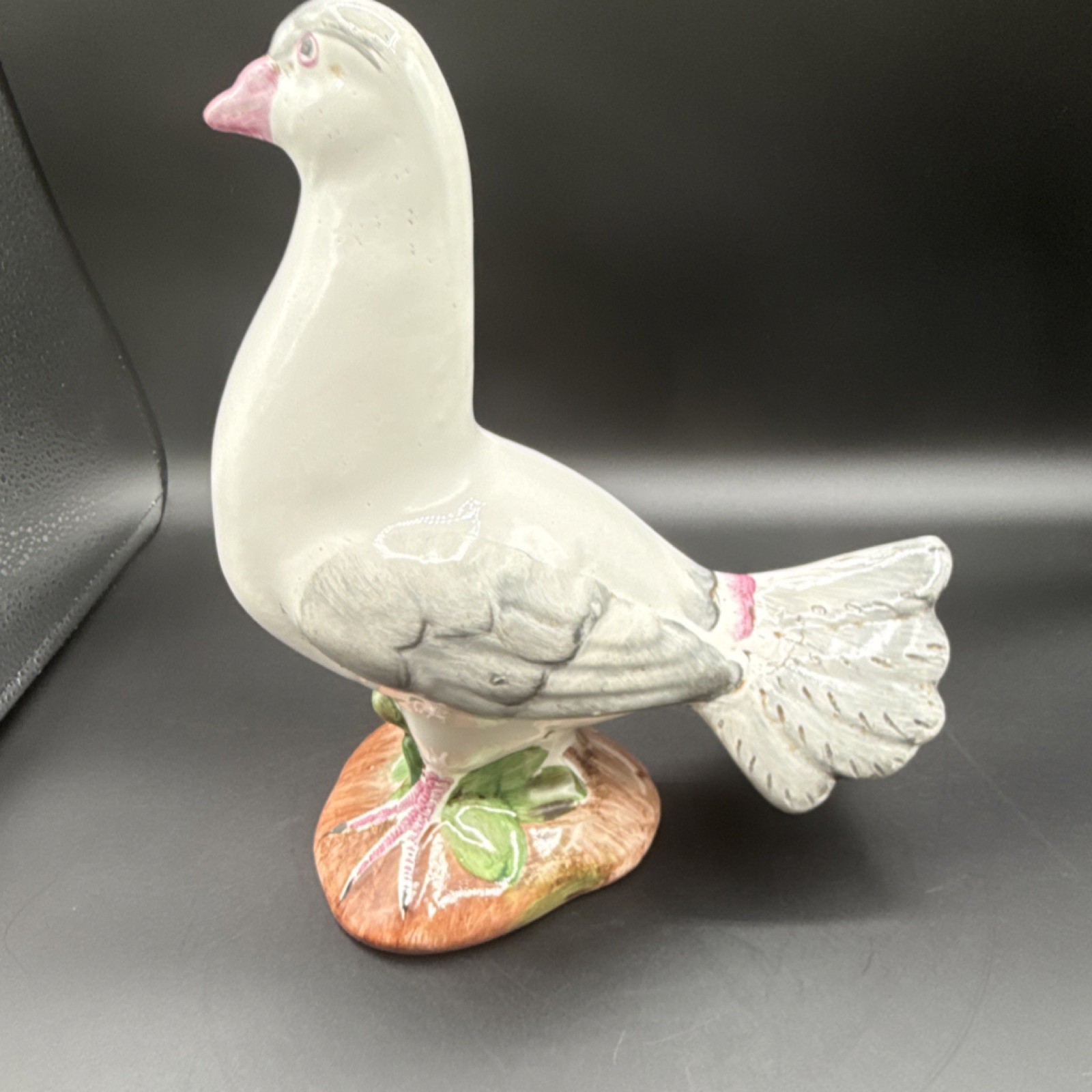 Hand Painted Ceramic Goose Figurine, Glossy, Italy, 9 in, MPN 101