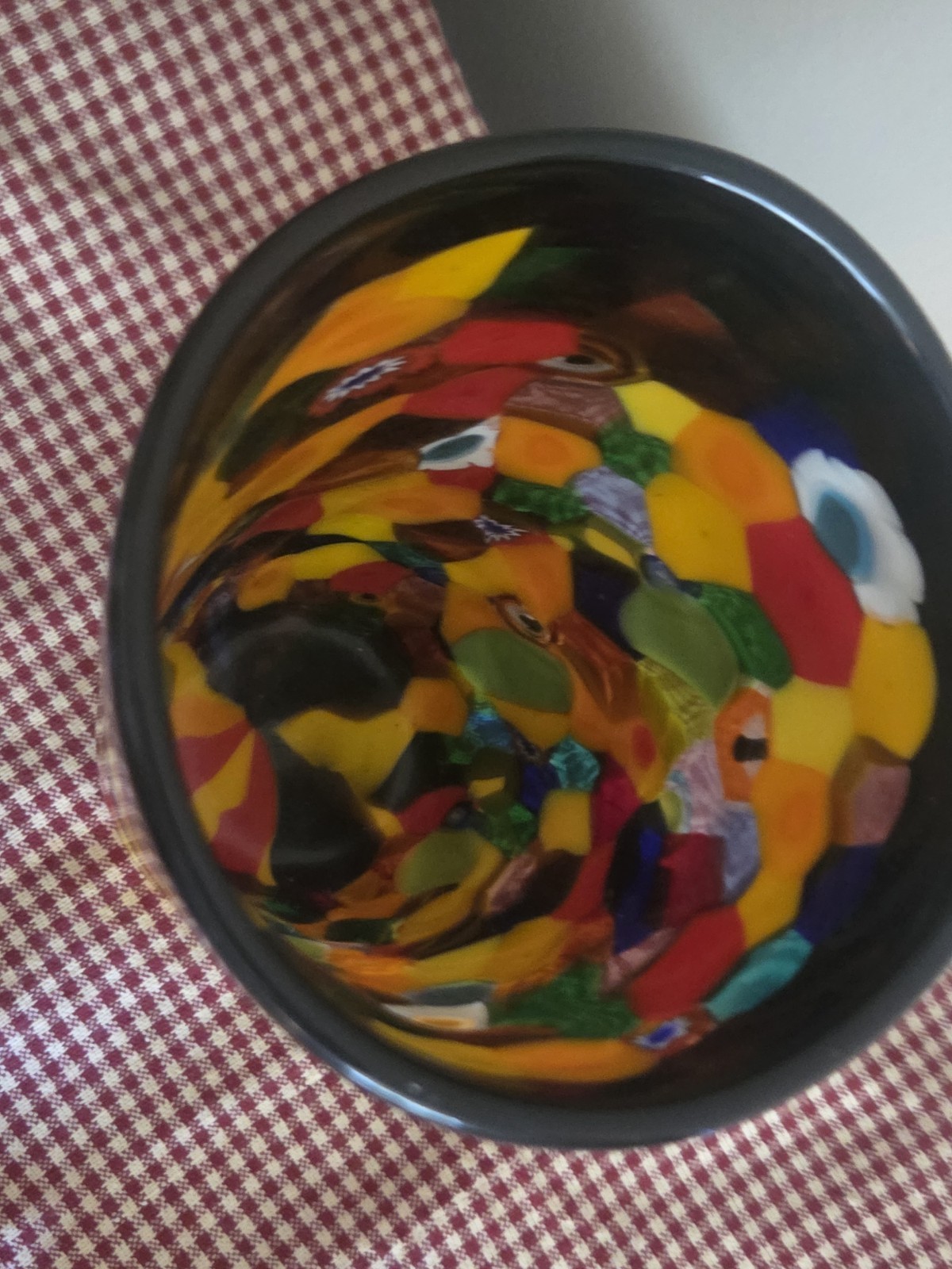 Millefiori Art Glass Vase Multicolor Decorative Abstract Glossy Finish