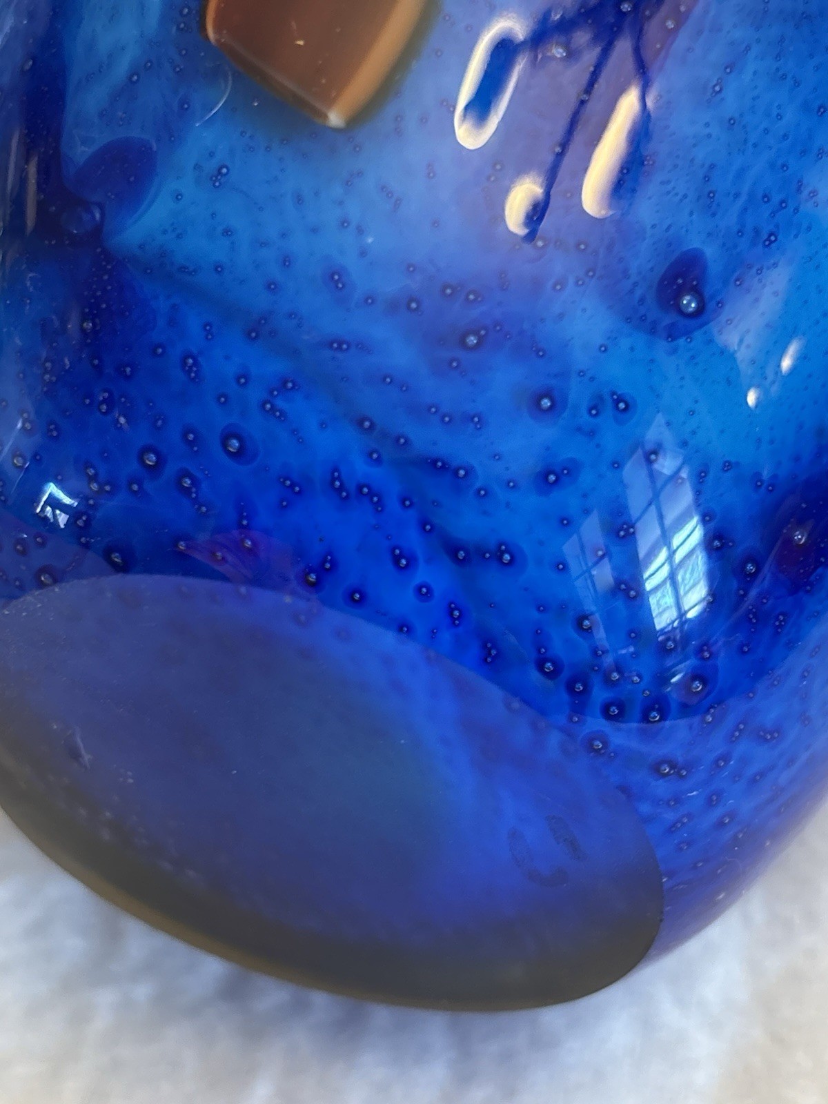 Vintage Murano Style Blown Art Glass Vase Colorful Peacock Feather Motif