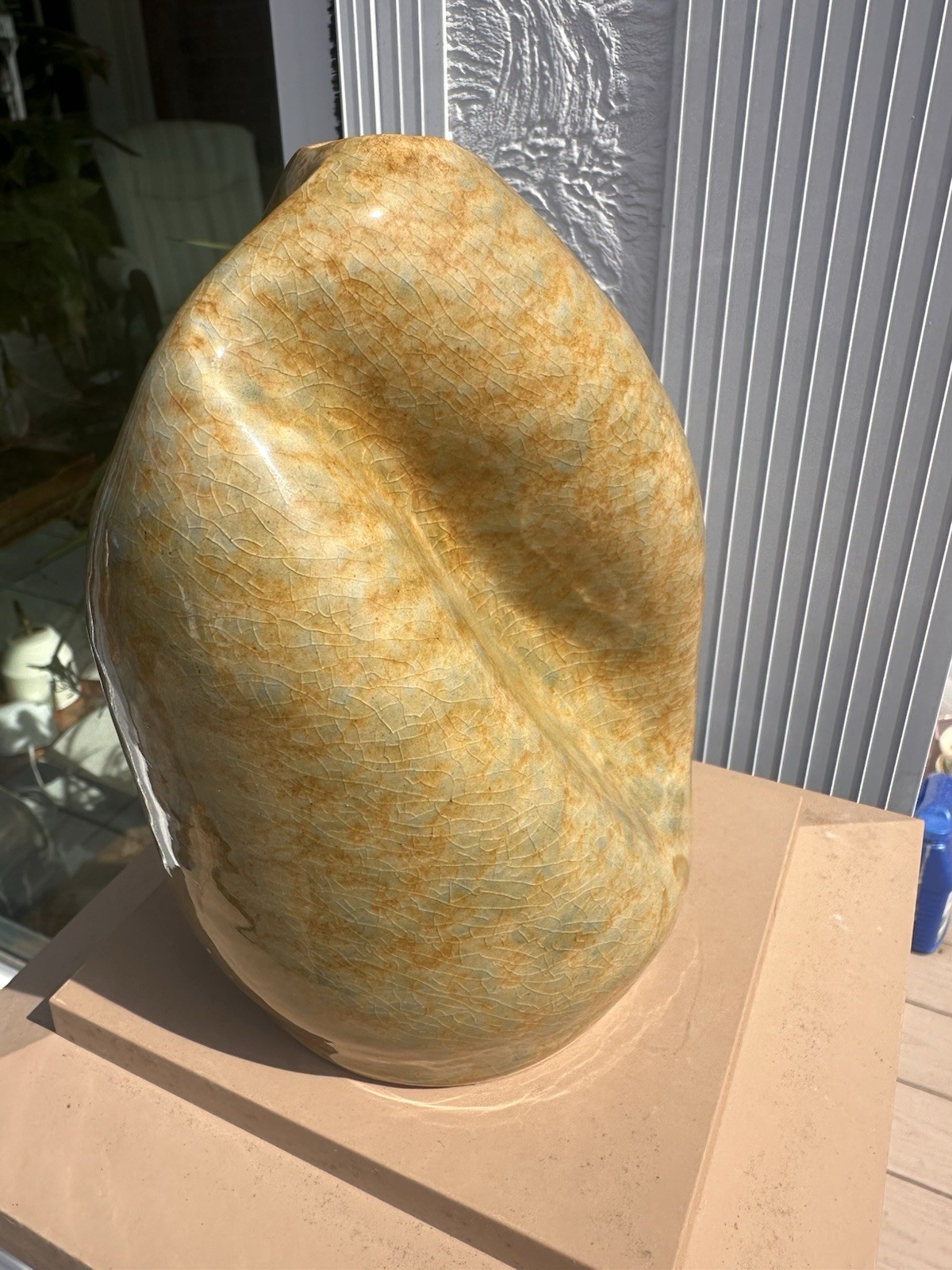 Studio Pottery Biomorphic Vase Folded Seed Pod MCM Sculpture Art