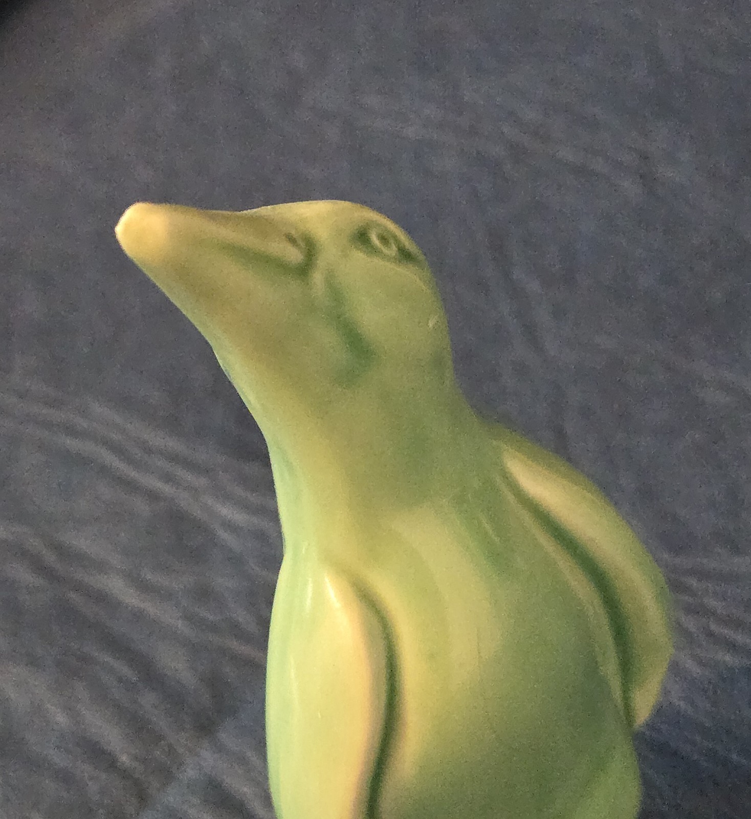 vintage pottery penguin figurine spruce green glaze