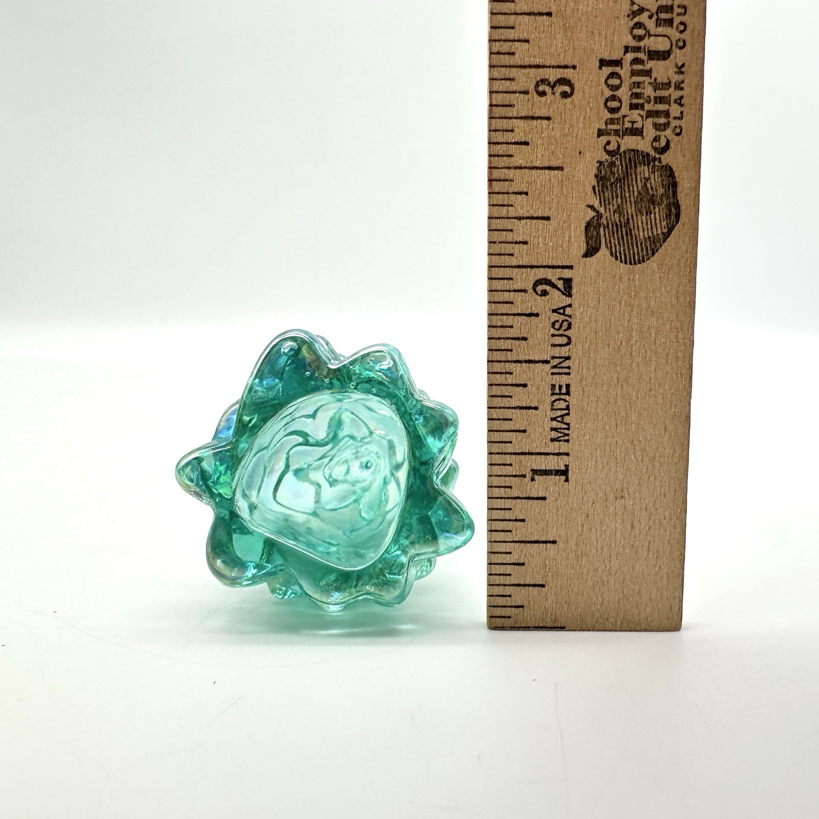 Mosser Mini Teal Carnival Glass Christmas Tree, 2 5/8” tall
