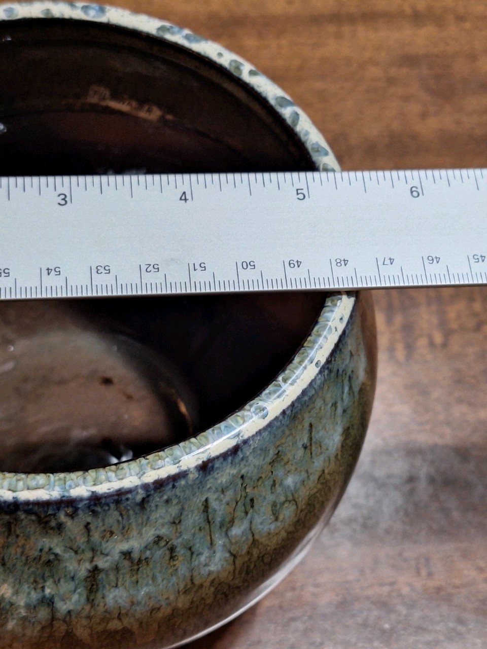 Studio Art Ceramic Blue Green Glossy Drip Glazed 5 Inch Artisan Planter Vase