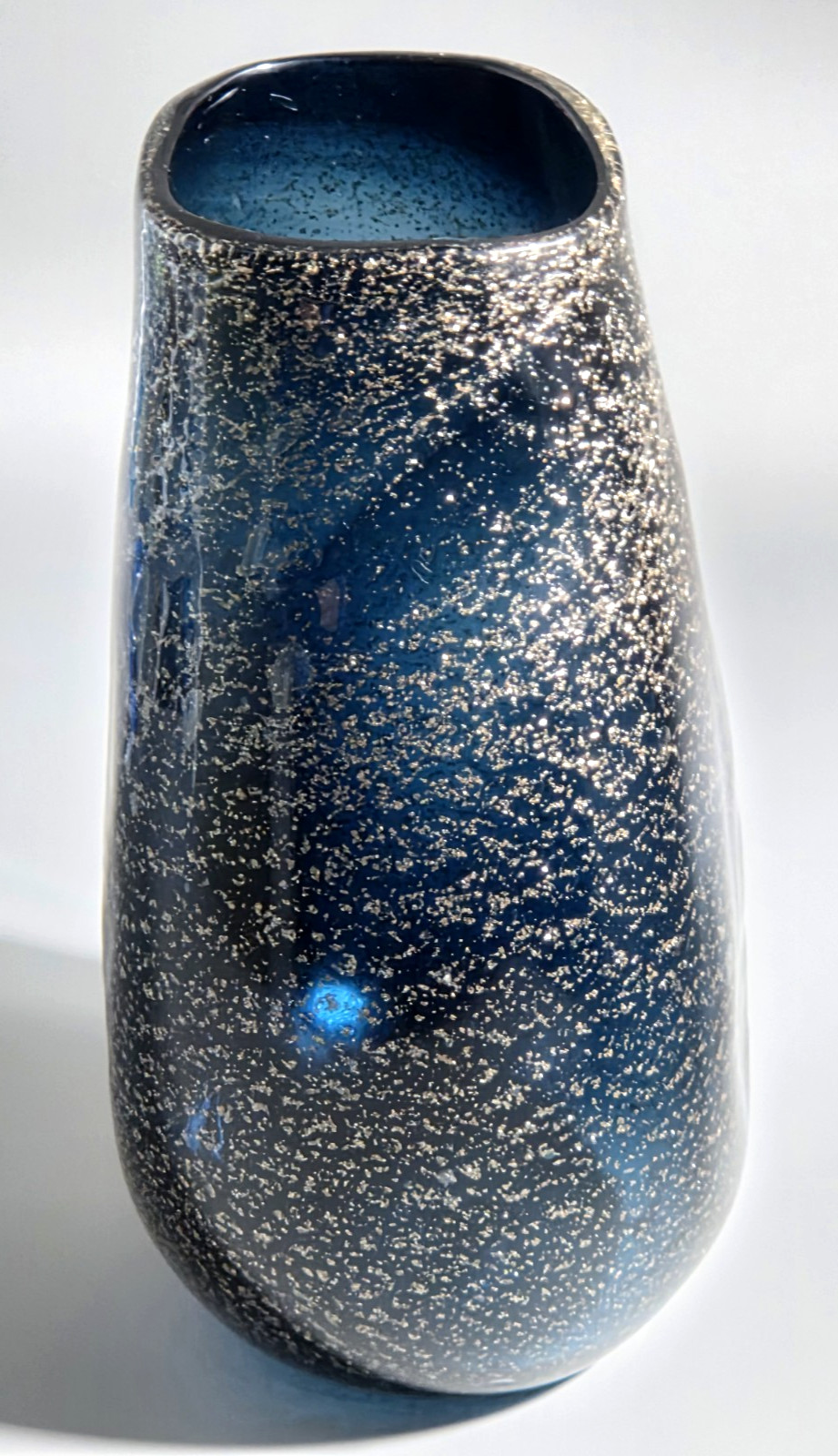 Roberto Cavalli Formia Murano Glass Vase Proteo Sapphire & Gold Leaf Italy 70’s