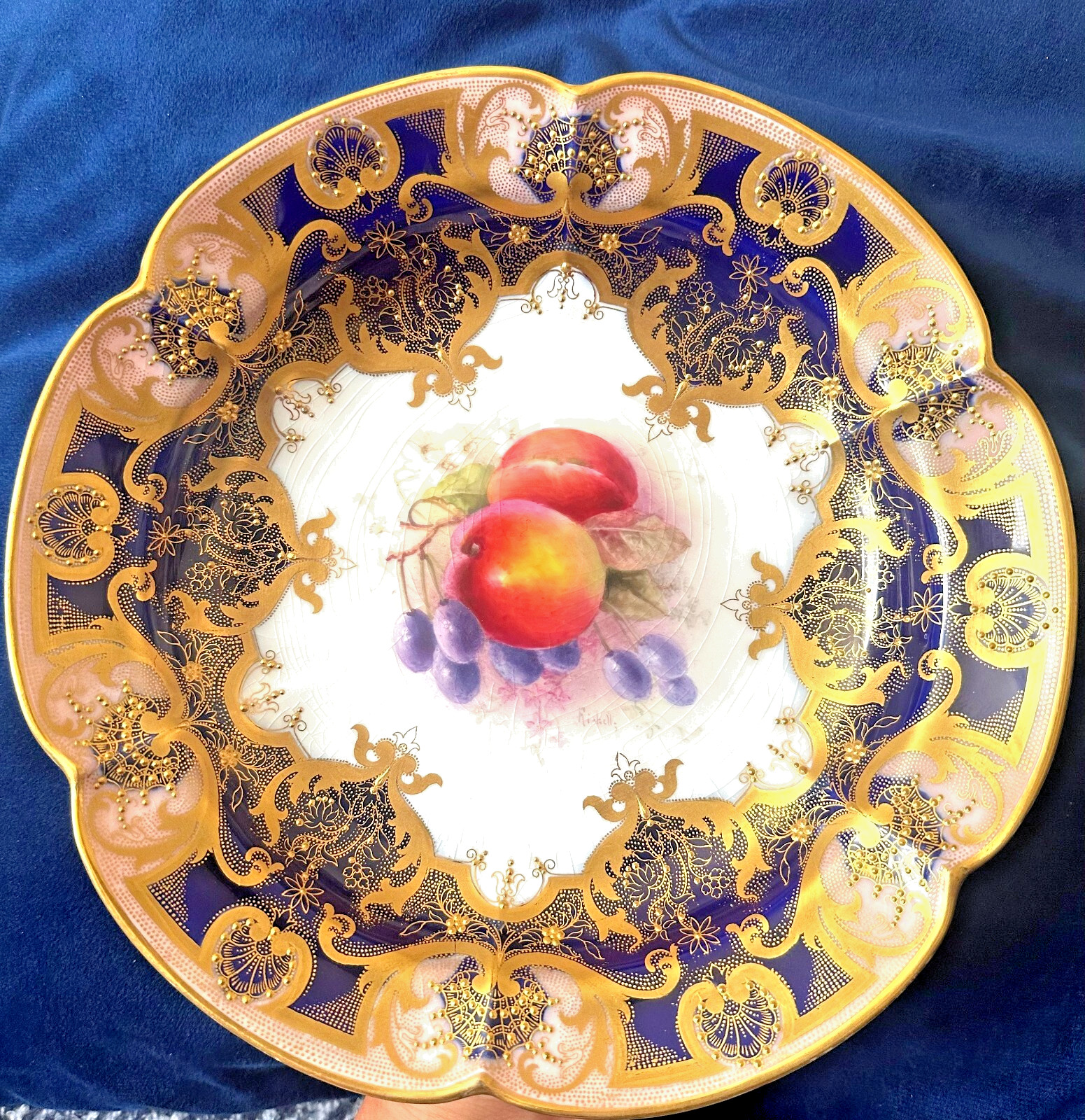 Royal Worcester Hand Painted ‘Fallen Fruits’ Dessert Plate, 25cm: by Ricketts