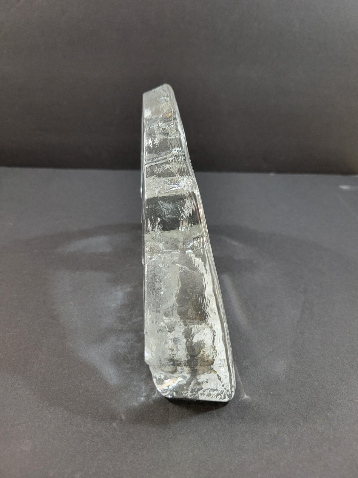 Large Carved Crystal 3D Art Glass Block Lighthouse Seascape Sculpture