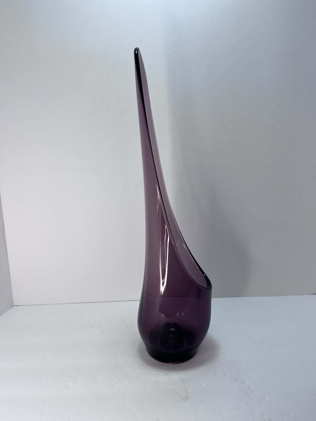 Vintage Viking Swung Glass Tall Amethyst Purple Taper Glow Candle Holder