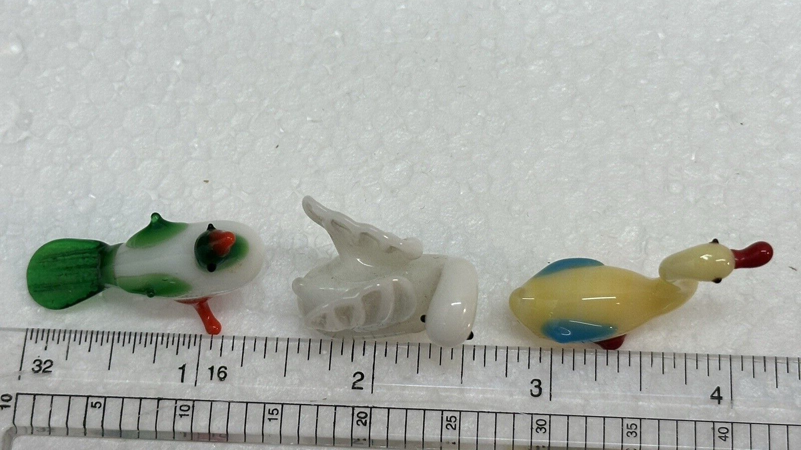 Duck Swan Bird Animals Tiny Figurine Miniature Glass Art Hand Blown? Vintage