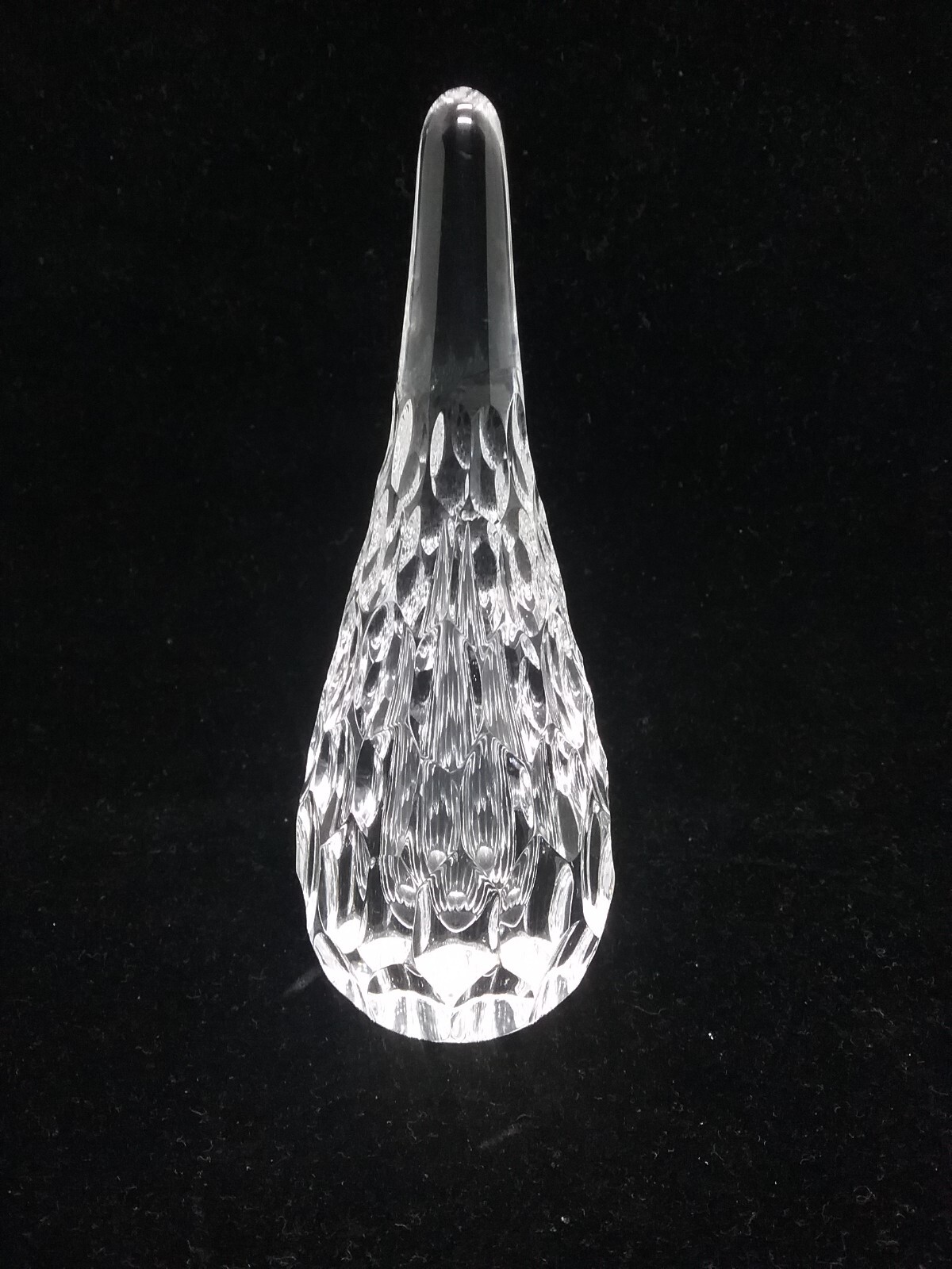 SIGNED CLEAR CRYSTAL ART GLASS OBELISK PAPERWEIGHT SCULPTURE
