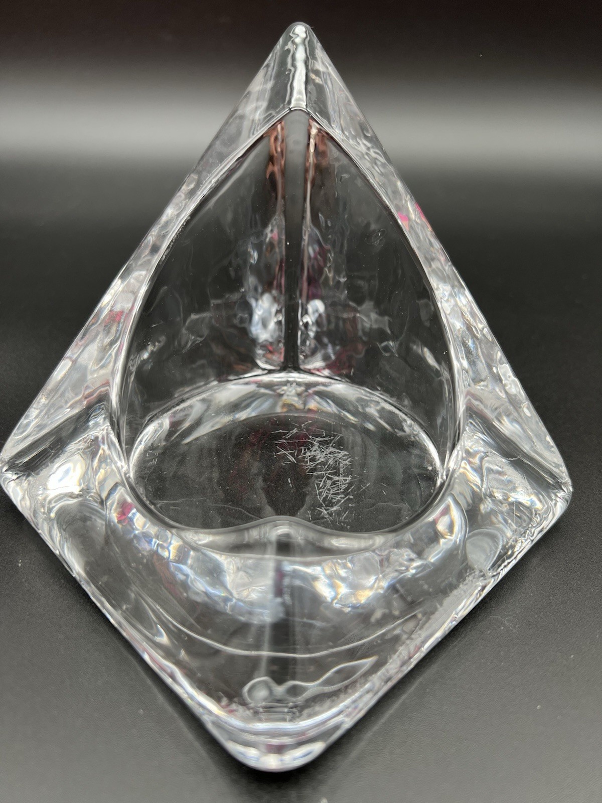 MCM Nybro Crystal Pyramid Shaped Candle Holder From Sweden, Tord Kjellstrom