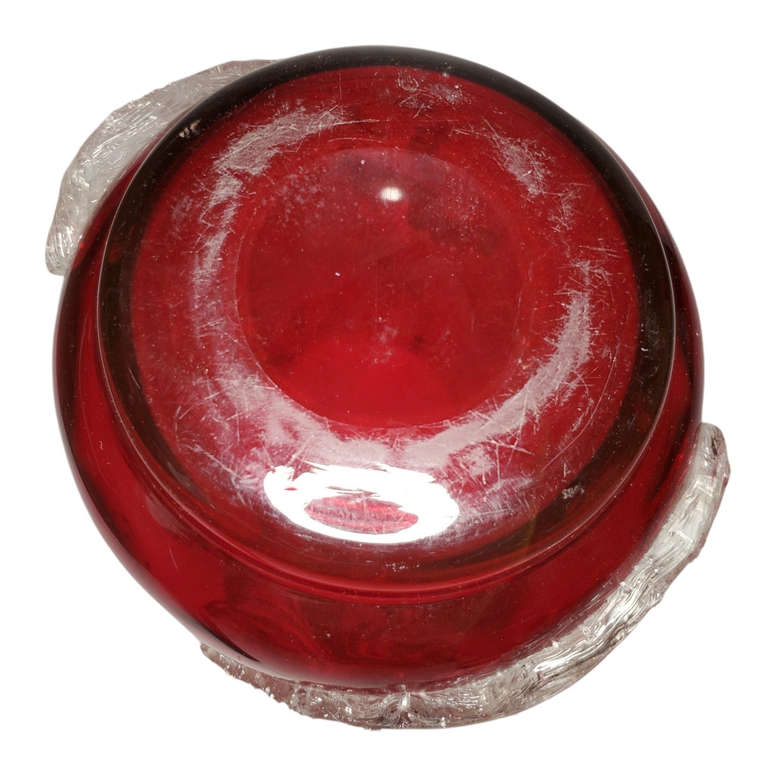 Large Heavy Victorian Era Blown Ruby Art Glass Vase Stourbridge England