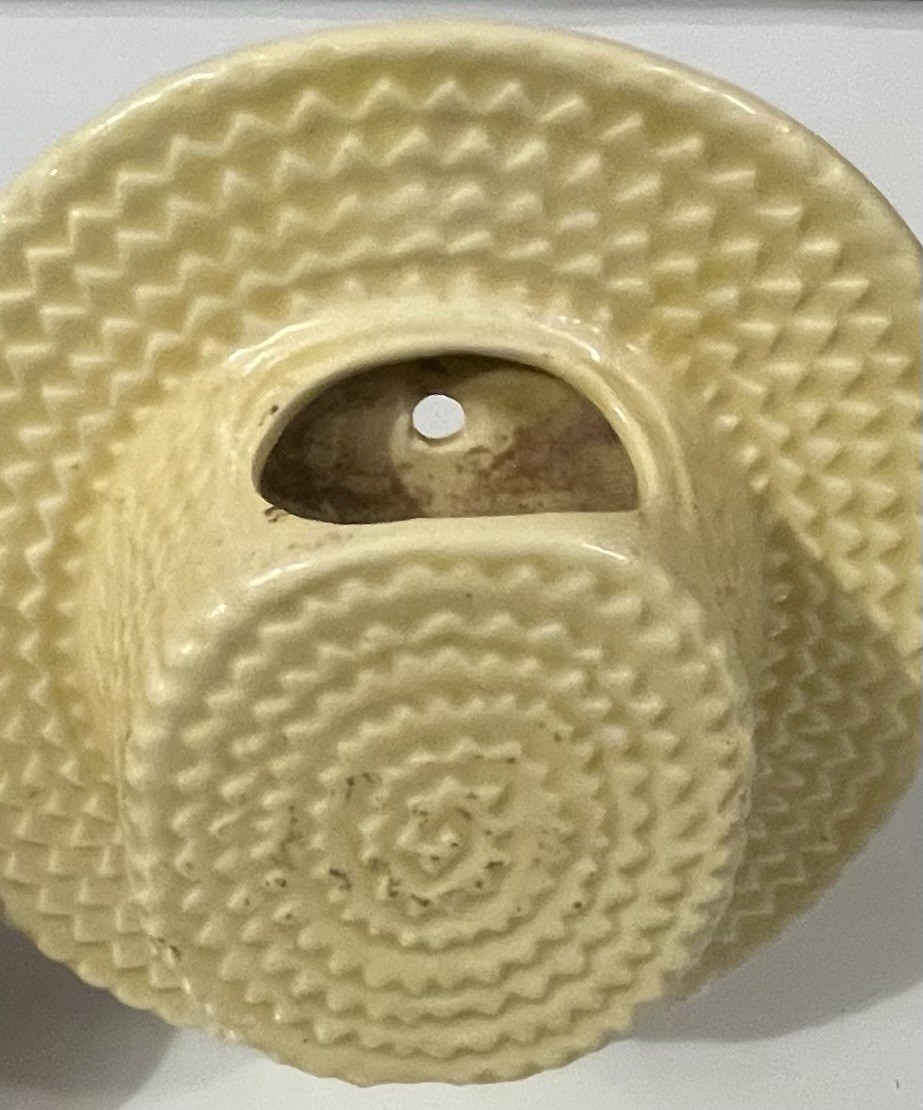 CERAMIC WALL HANGING YELLOW HAT PLANTER DECOR WIDE BRIM GARDENING HAT