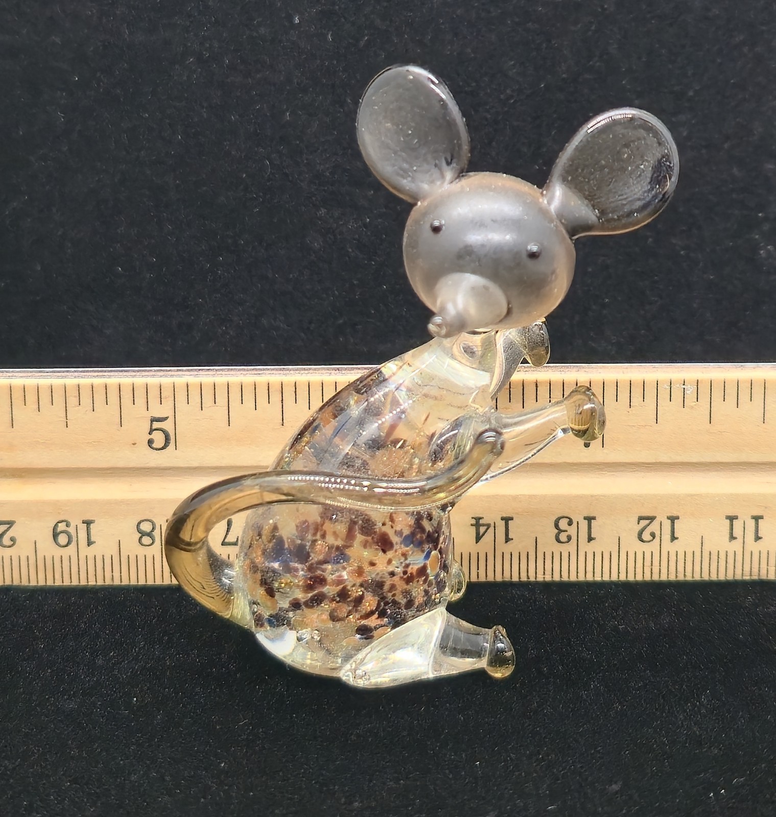 Vtg Hand Blown Murano Art Glass Coppery Brown Elephant Mouse Figurine Sculpture