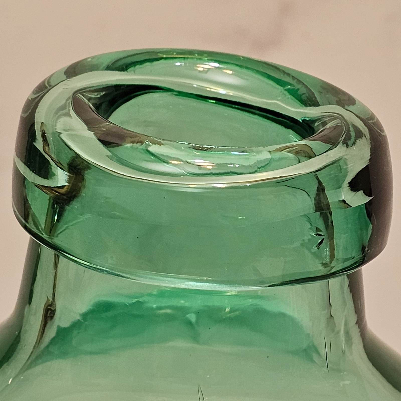 San Miguel Vidreos Recycled Turquoise Green Glass Bottle/Jug/Vase, Bulbous Spain