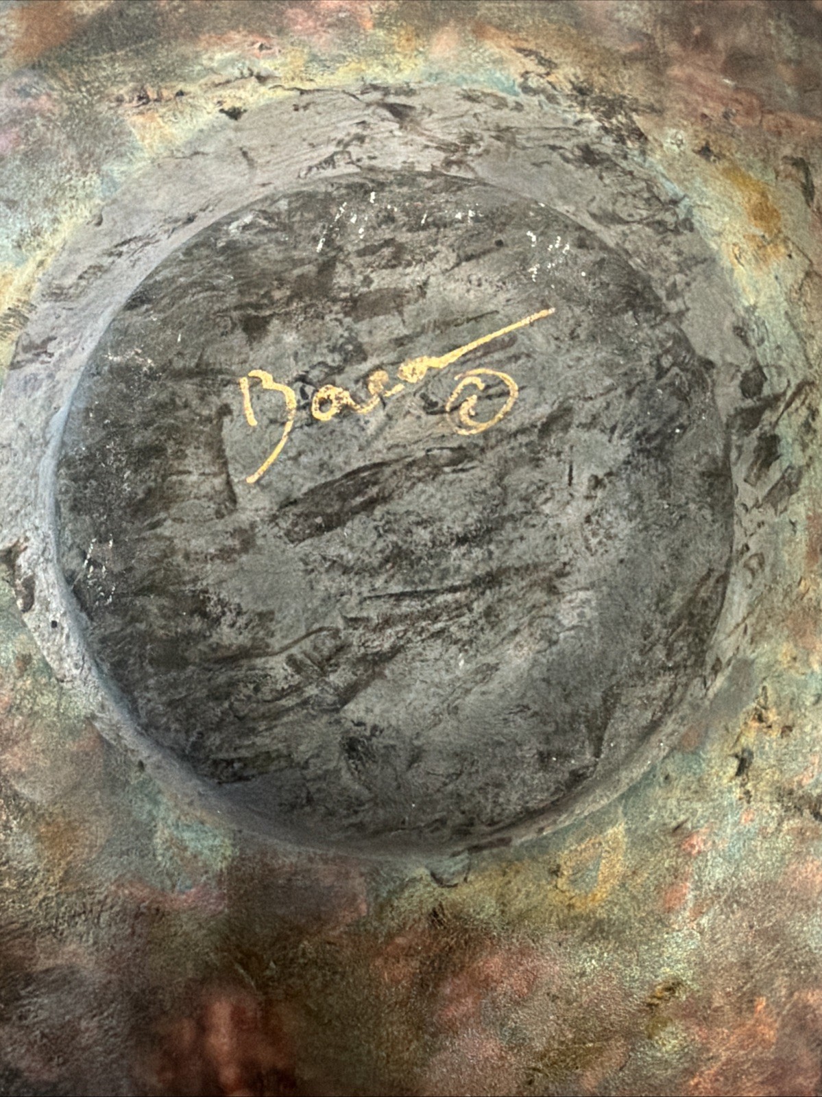 Signed Vintage Studio Fired Copper Vessel Vase Modernist Minimalist – READ