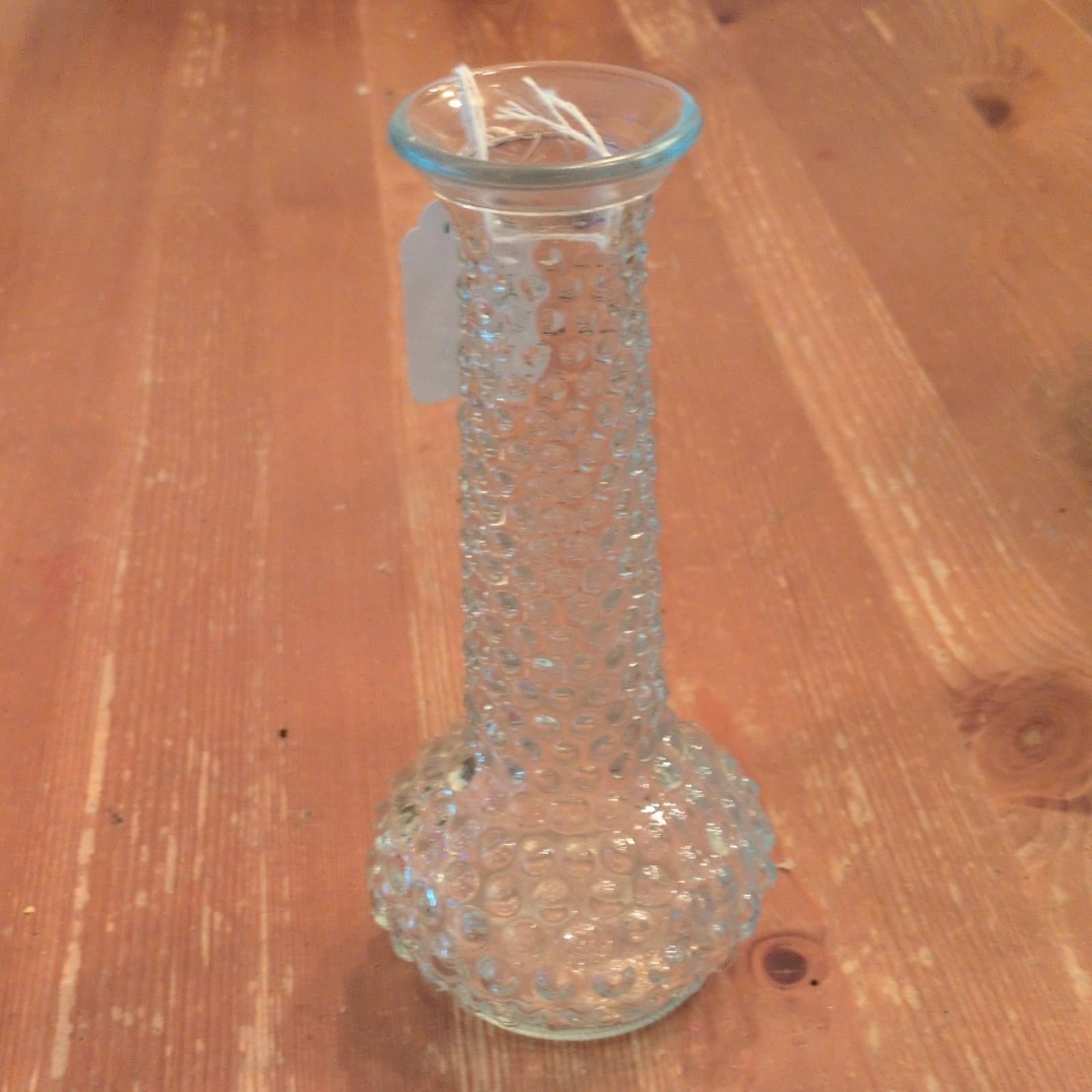 Clear Glass Textured Decorative Vase Dotted Pattern Glossy hobnail