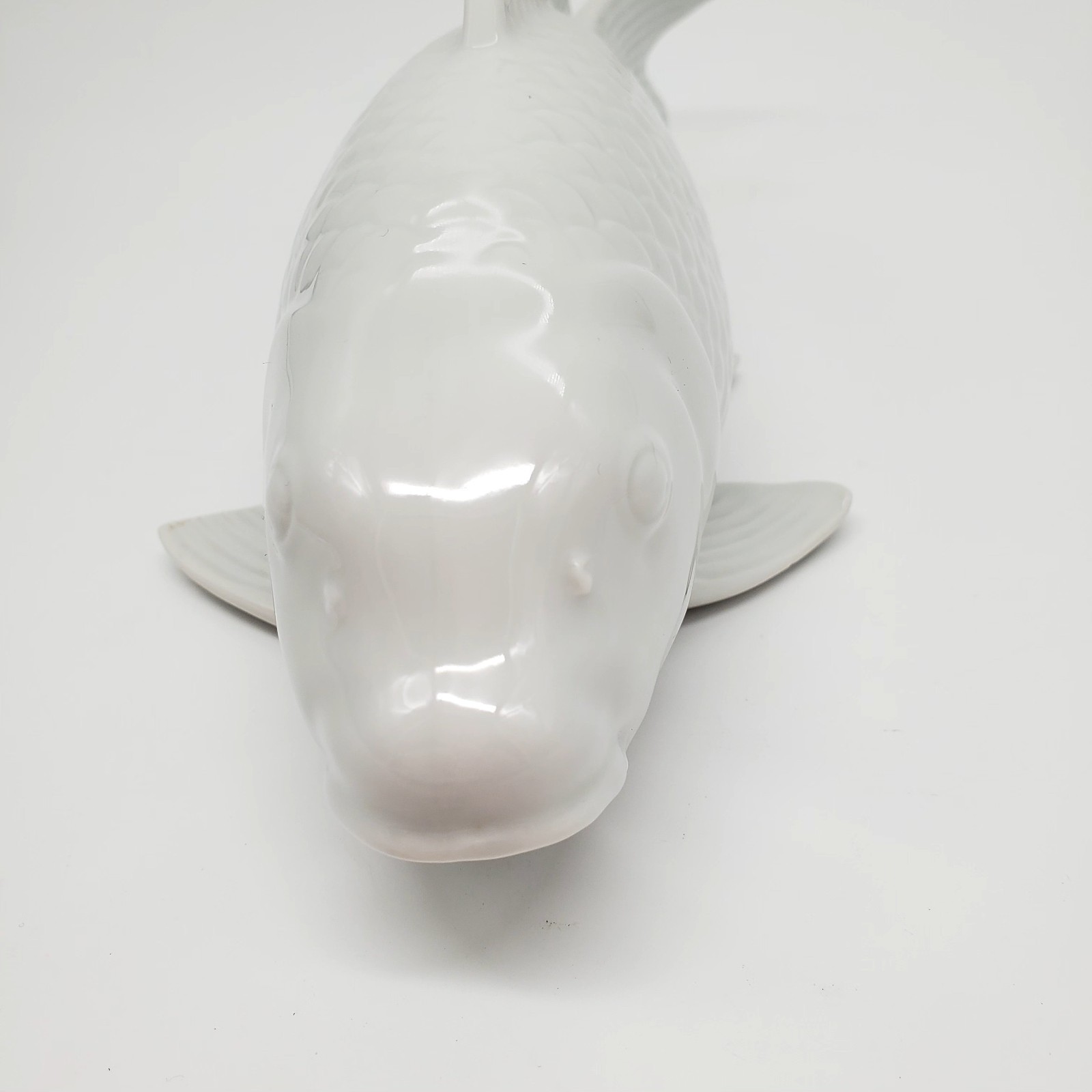 Andrea By Sadek Japanese White Lrg Koi Fish Porcelain Figurine Sculpture 12″