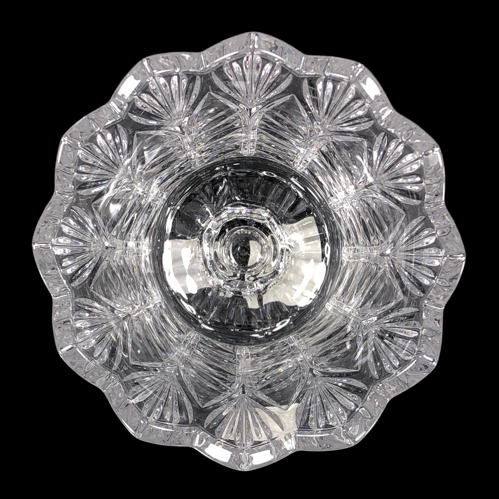 2ct Fifth Avenue Crystal Glass Hurricane Candle Holder Vase Lead Poland 7 1/2 in