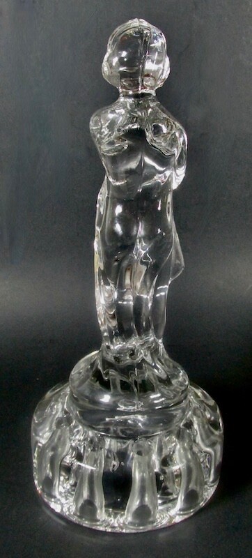 Cambridge Clear Glass DRAPED LADY Art Deco Flower Frog 8 3/4 Inches