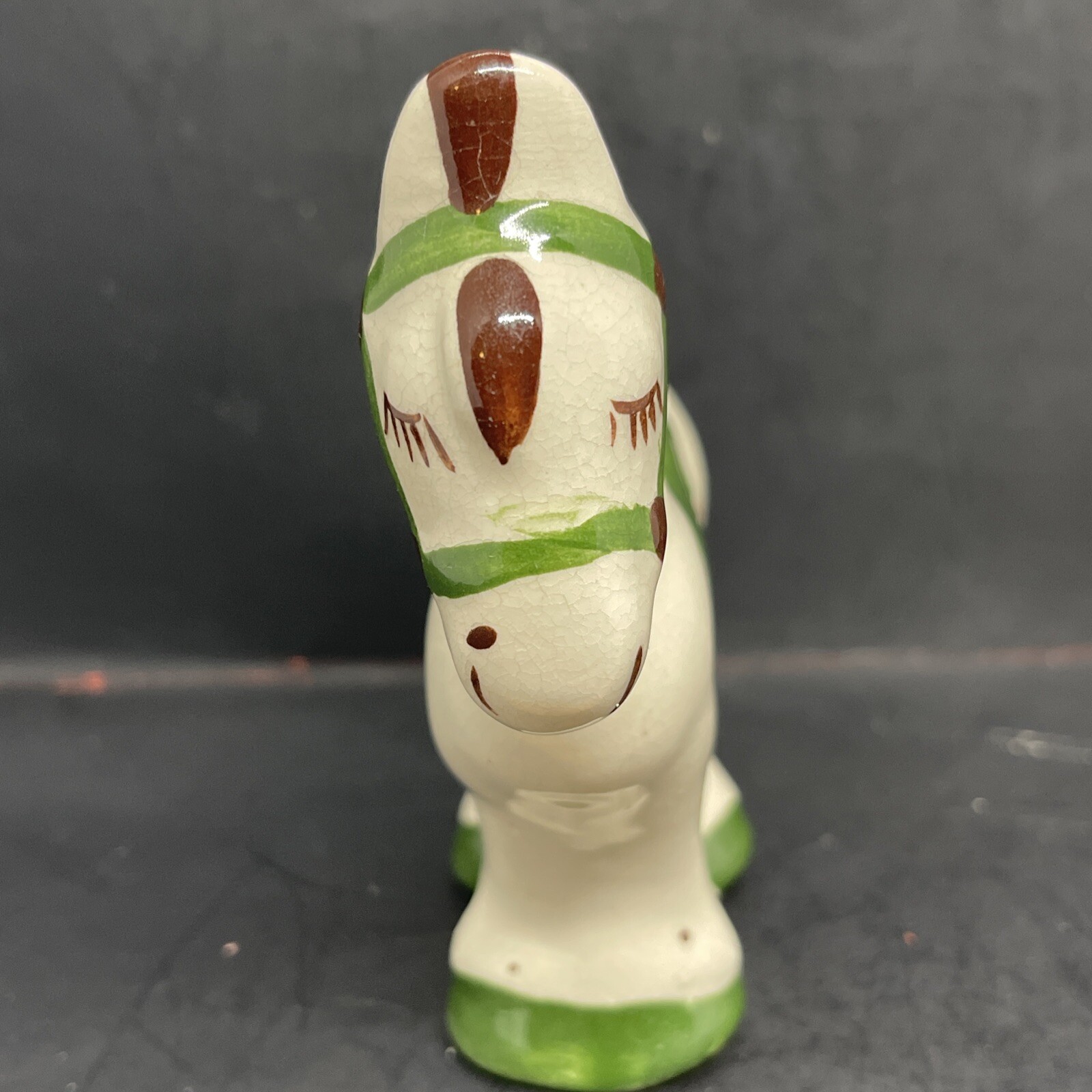 1940s Rio Hondo Ceramic Horse Figurine California Pottery Green, Cream and Brown