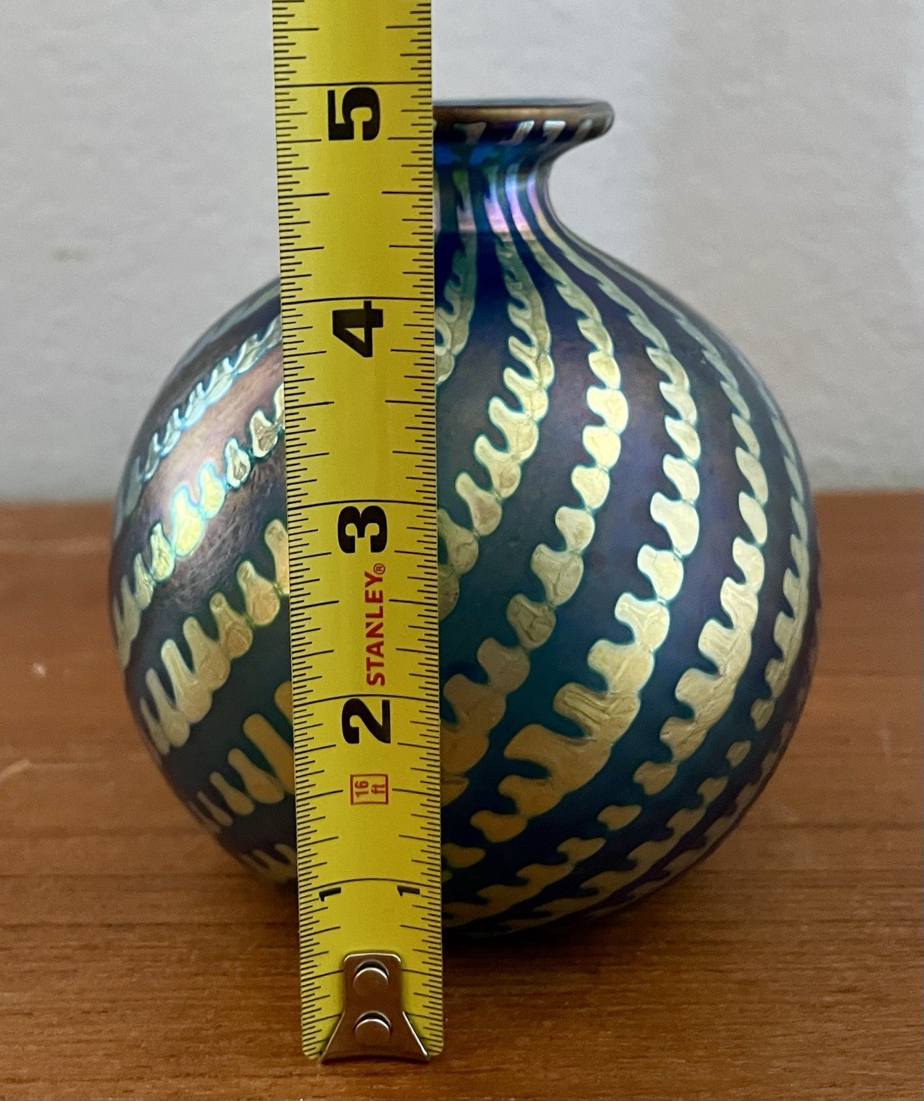 Vintage King Tut SIGNED Artist Proof Steven CORREIA Art Glass Bud Vase 5”