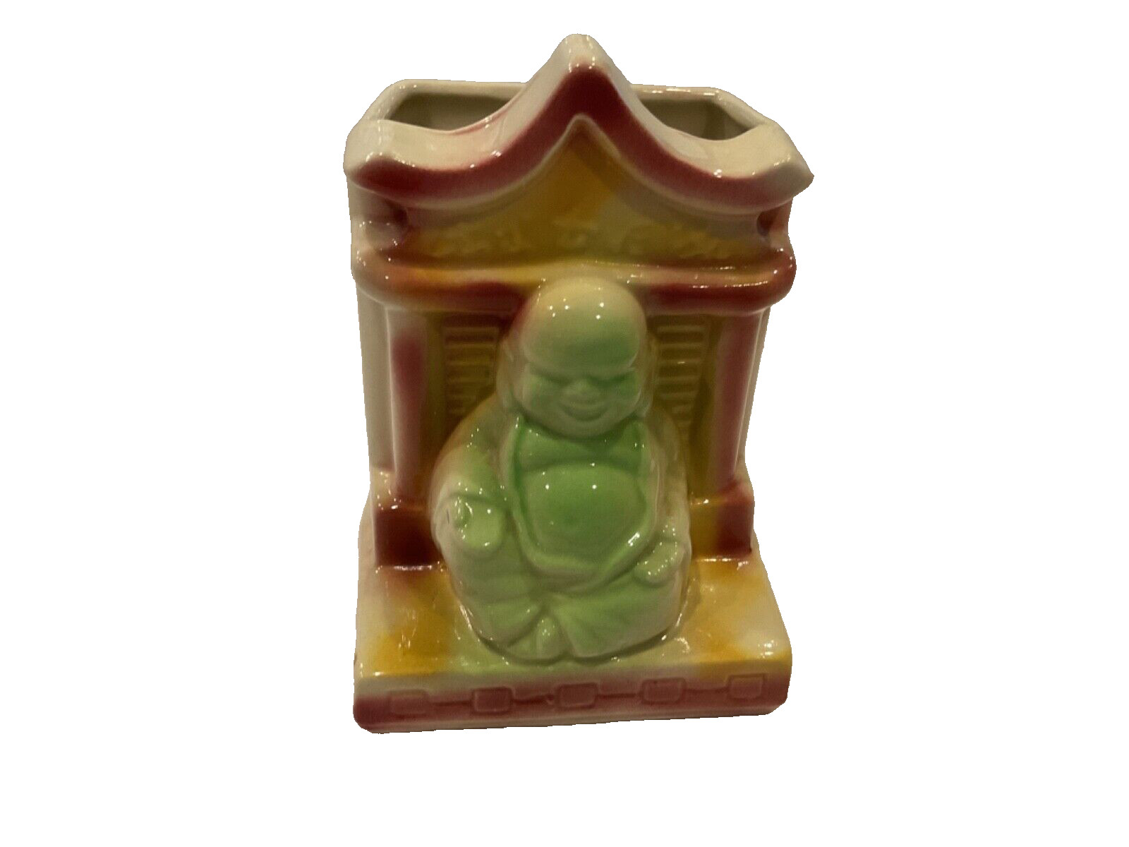 Shawnee Pottery Glossy Multicolor Buddha Planter Marked USA 524