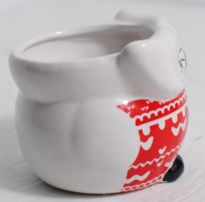 Calandiva 2″ Red White and Black Pottery Trinket Pot 1 pint 480 ml.