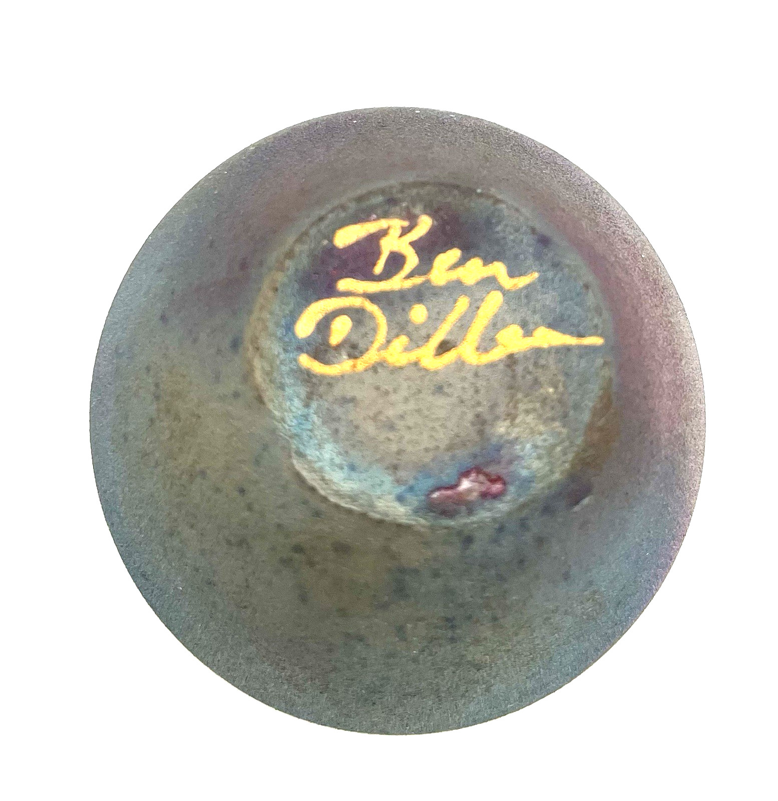 Ben Diller Signed Raku Ceramic Pot Vase Miniature Art Pottery Iridescent 1 3/4″