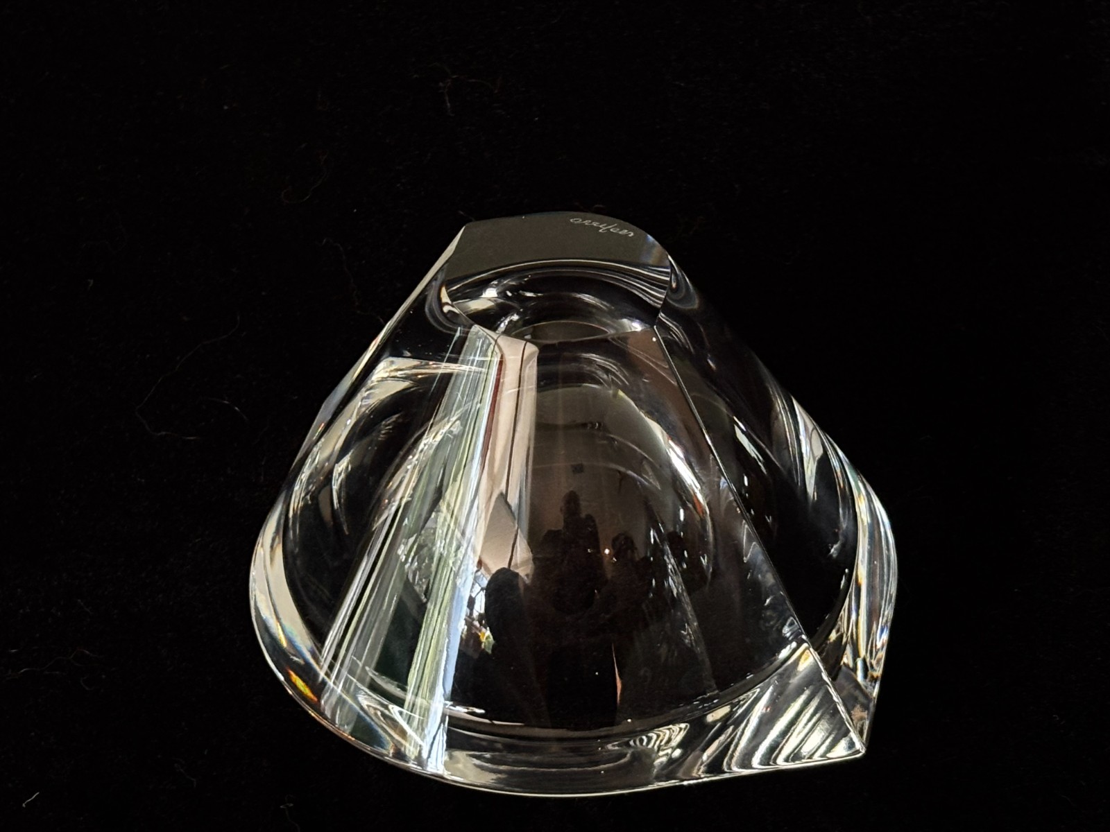 ORREFORS Marin Cut Crystal Bowl Jan Johanson Design 6 3/8″ x 5 3/8” x 3”