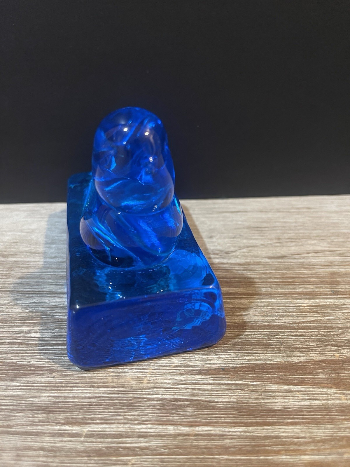 Bluebird Of Happiness 2001 Signed Leo Ward Blue Art Glass Bird On Base USA