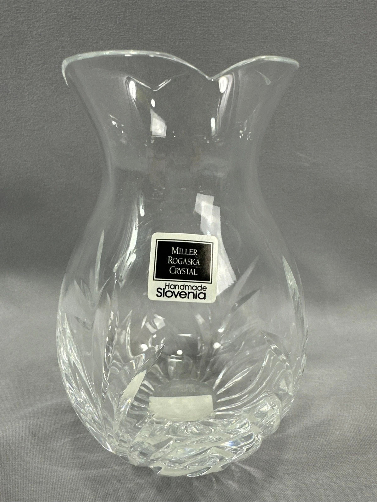Miller Rogaska Covington Crystal Etched Scalloped Rim 5-inch Small Vase Slovenia