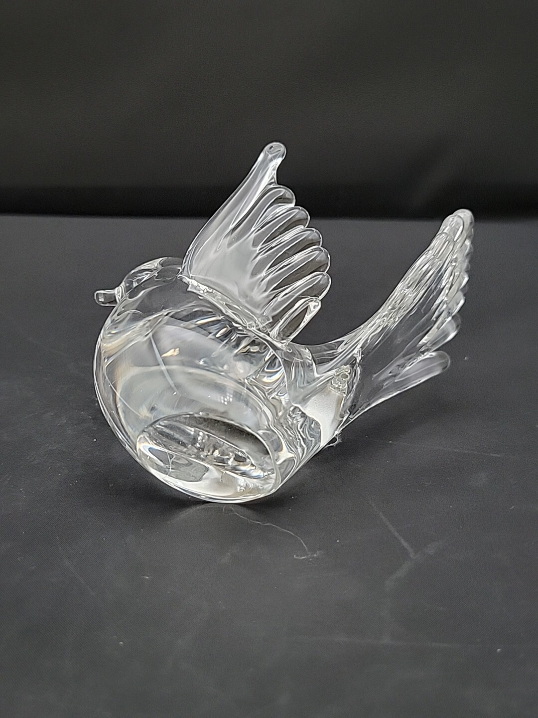 Murano Art Glass Bird Wings Up Clear Glass Paperweight Figurine V Nason Italy
