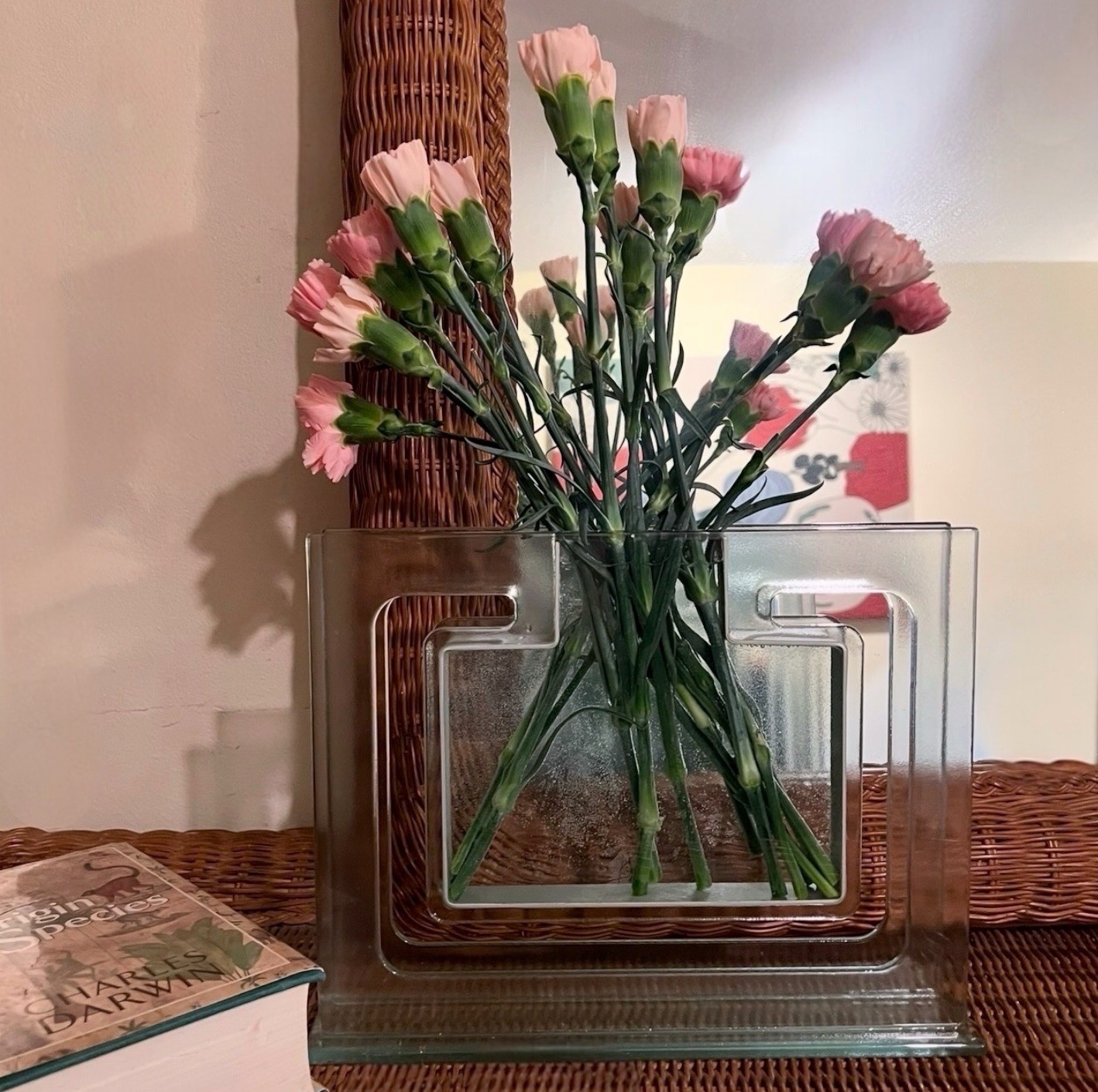 Vintage Postmodern Frosted Glass Vase 80’s Geometric Memphis Style Architectural