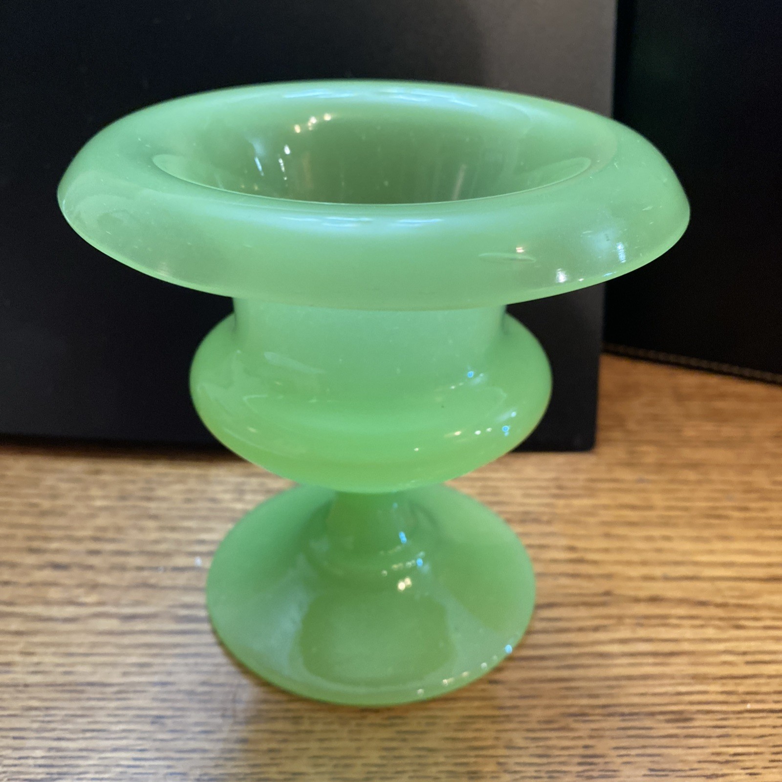 Vintage Jadeite Uranium Glass Candle holder/Compote, 4.5 inches tall