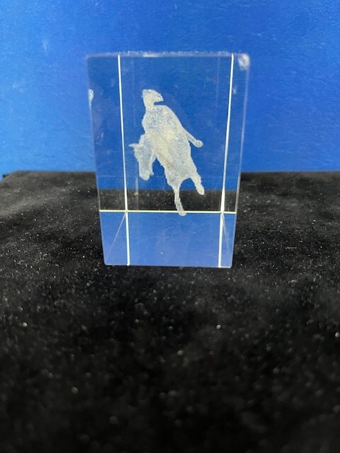 Vintage Etched Art Glass Horse Clear Paperweight 2 3/4″ W x 2 3/8″ H x 1 5/8″ D