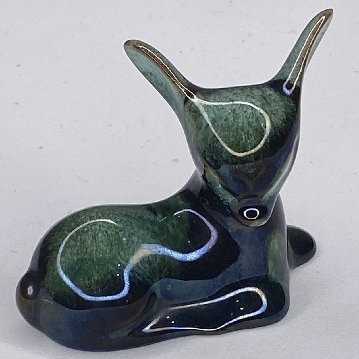 Vtg Blue Mountain Pottery Drip Glaze Fawn Deer MCM Ceramic Figurine