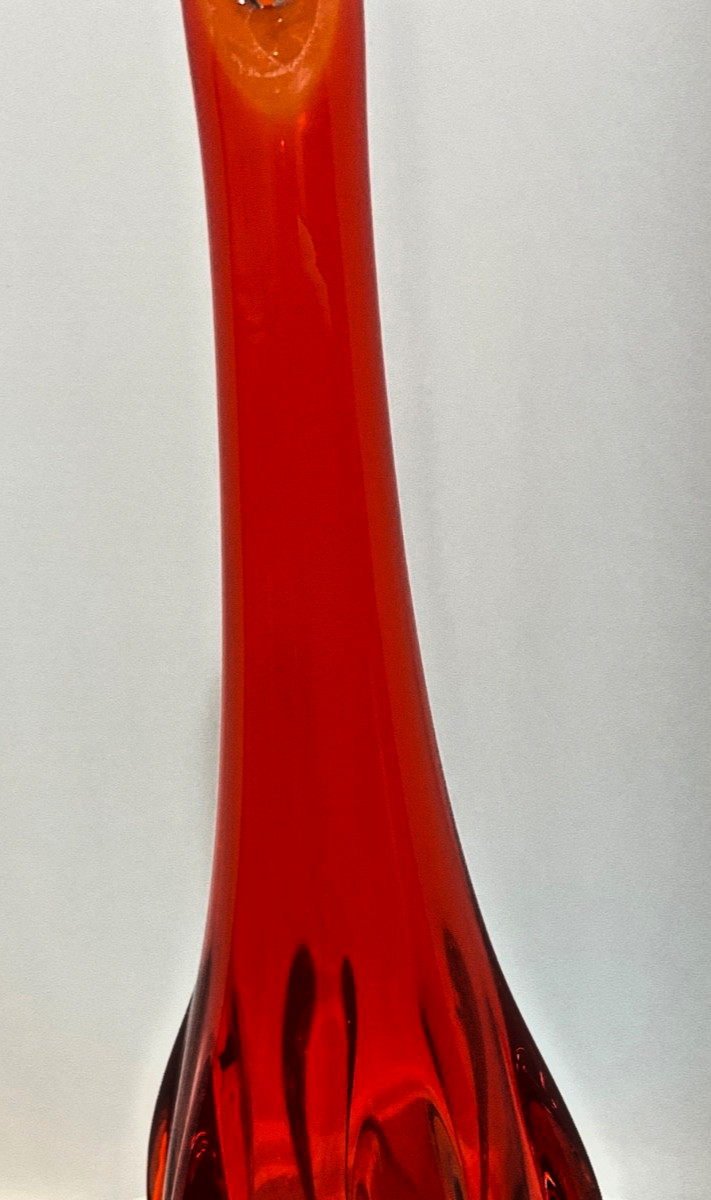 RARE VTG VASE -Viking Glass Epic 6 Petal in persimmon 12 1/8″ TALL