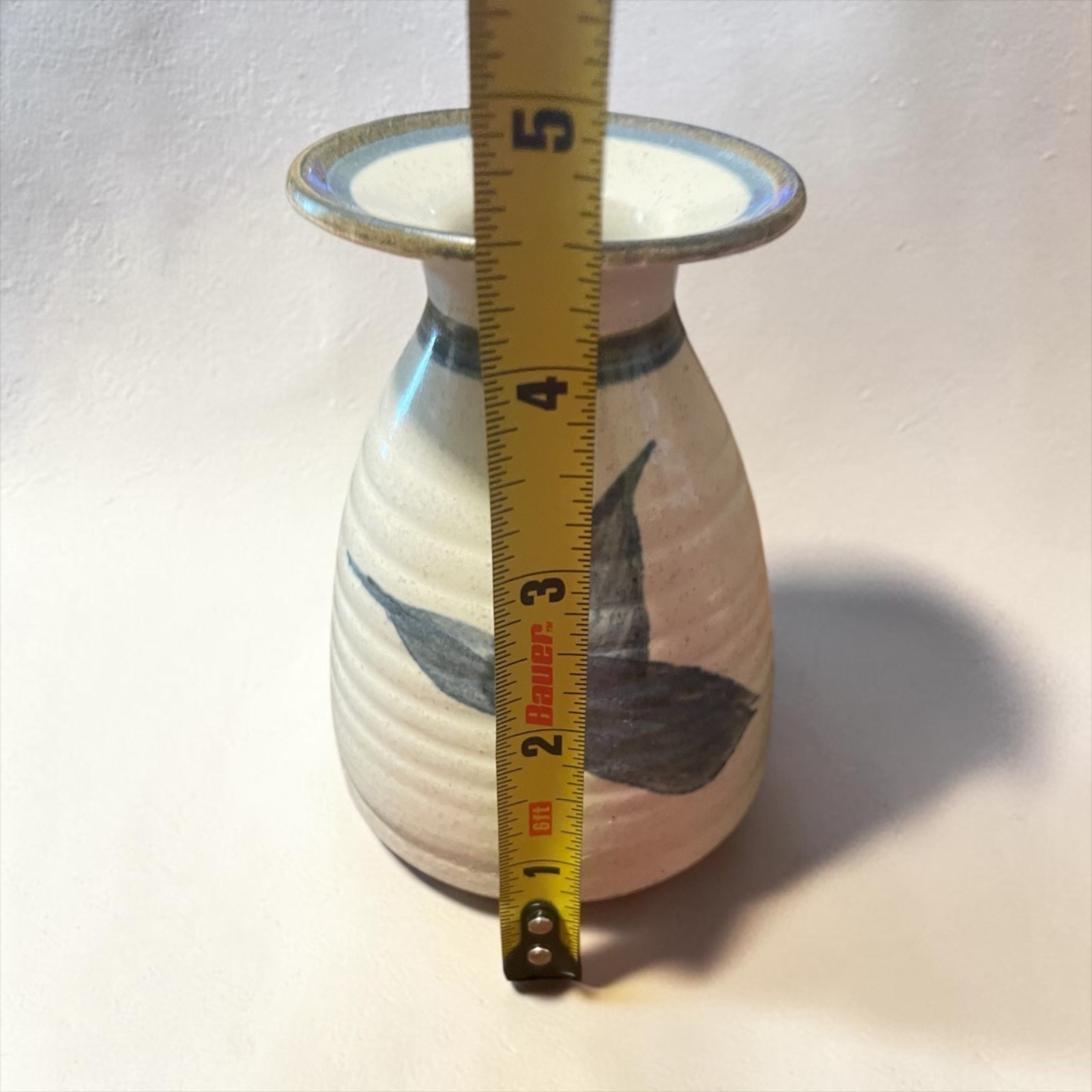 Handmade Pottery Vase with Blue Hummingbird Design -4. 5 Inches Tall