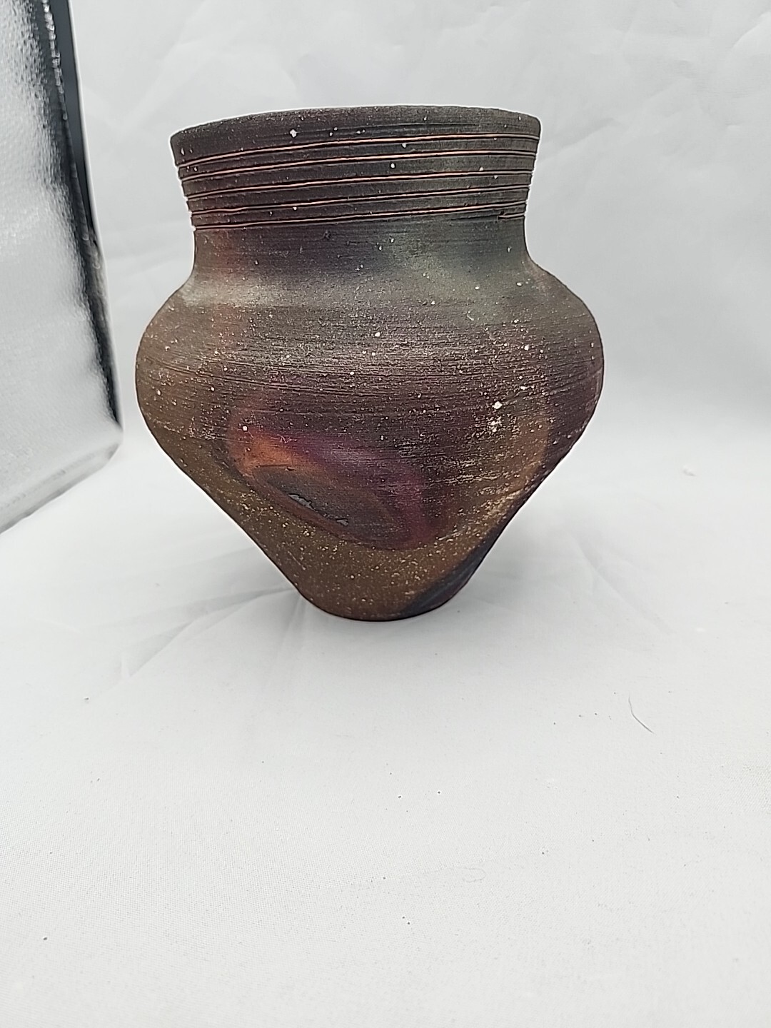 Handmade Copper Art Pottery Raku Vase Signed Rob Drexel Art Pottery 6.5″