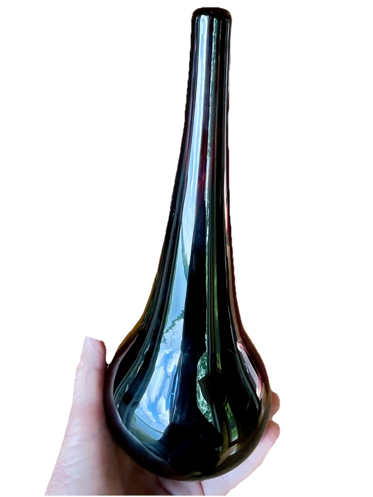 Hand Blown Black & Red Cased Art Glass Contemporary Vase 10” signed Corey Brown?