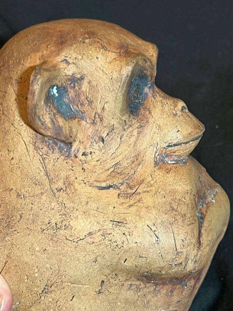 Artist Signed Studio Art Pottery Monkey Jungle Animal Sculpture Figure Statue
